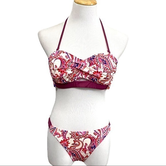 Daniel Cremieux Bikini Swimsuit Pink Paisley Small - Picture 1 of 16